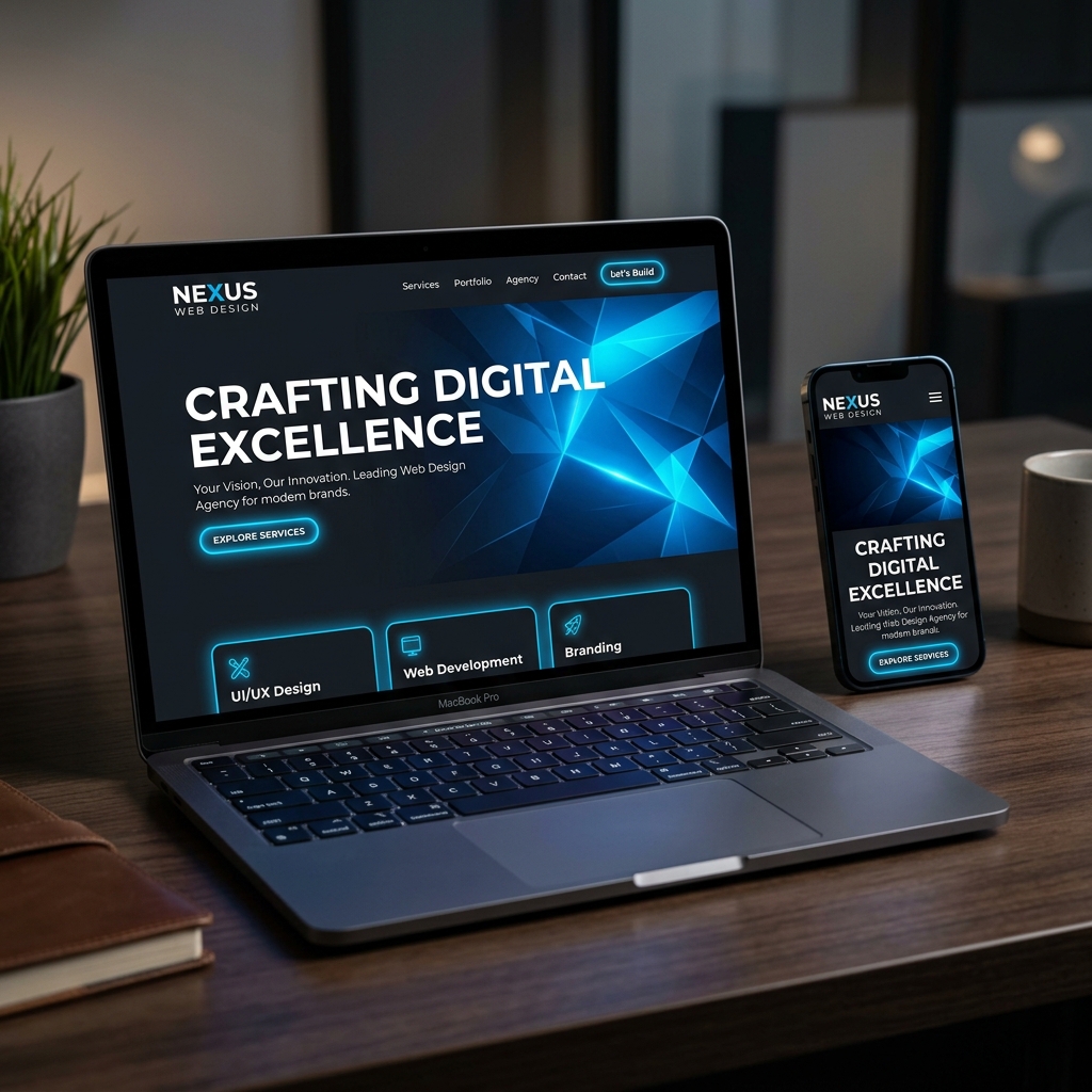 Diseño de página web moderna en laptop y móvil